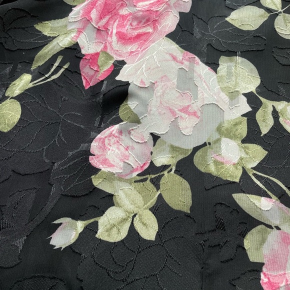 Tahari Black Pink Floral Embossed Wrap Maxi Dress 10 Wedding Guest Formal Event - Picture 6 of 10